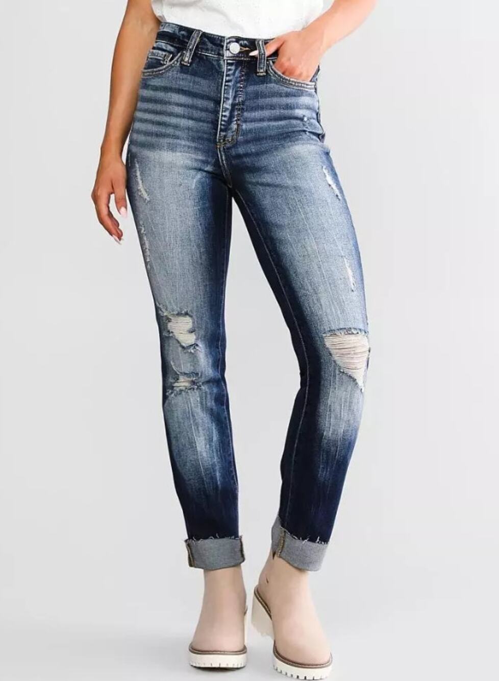 NWT BKE Parker Ankle Straight Stretch Cuffed Jean - 24 waist